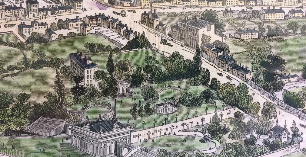 Detail 2 C Up Portobello Gardens from 1846 London Illustrated News Birds Eye view of Dublin Arran Henderson