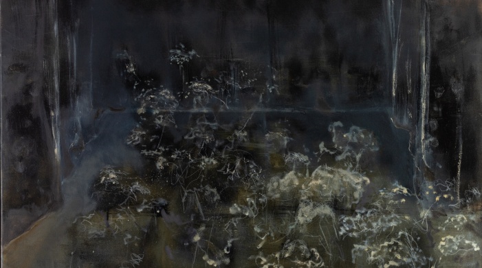 Dark Theatre, 84 x 36 cm, oil on canvas. From the exhibition Daphne's Theatre at Taylor Galleries. 30 January - 21 February 2026. Photo credit: Ishmael Claxton
