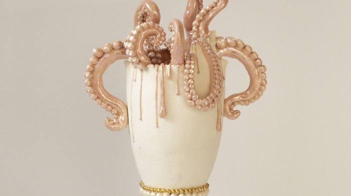 Slippery Endings. 2025. Porcelain, underglazes, lustres